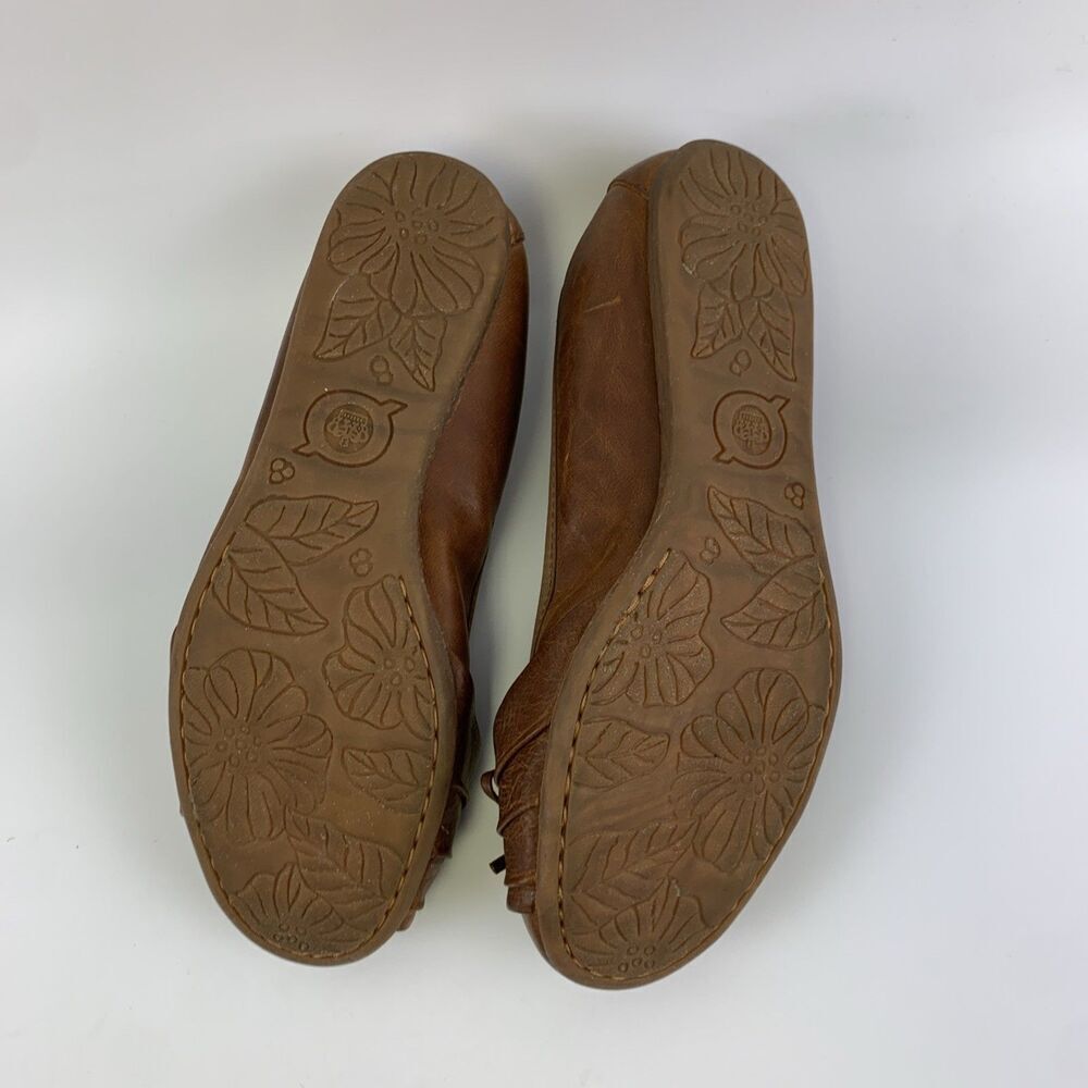 Born Chelan Ballet Flat Brown Leather Slip On Bow Round Toe Comfort Womens 7.5 - Picture 11 of 11